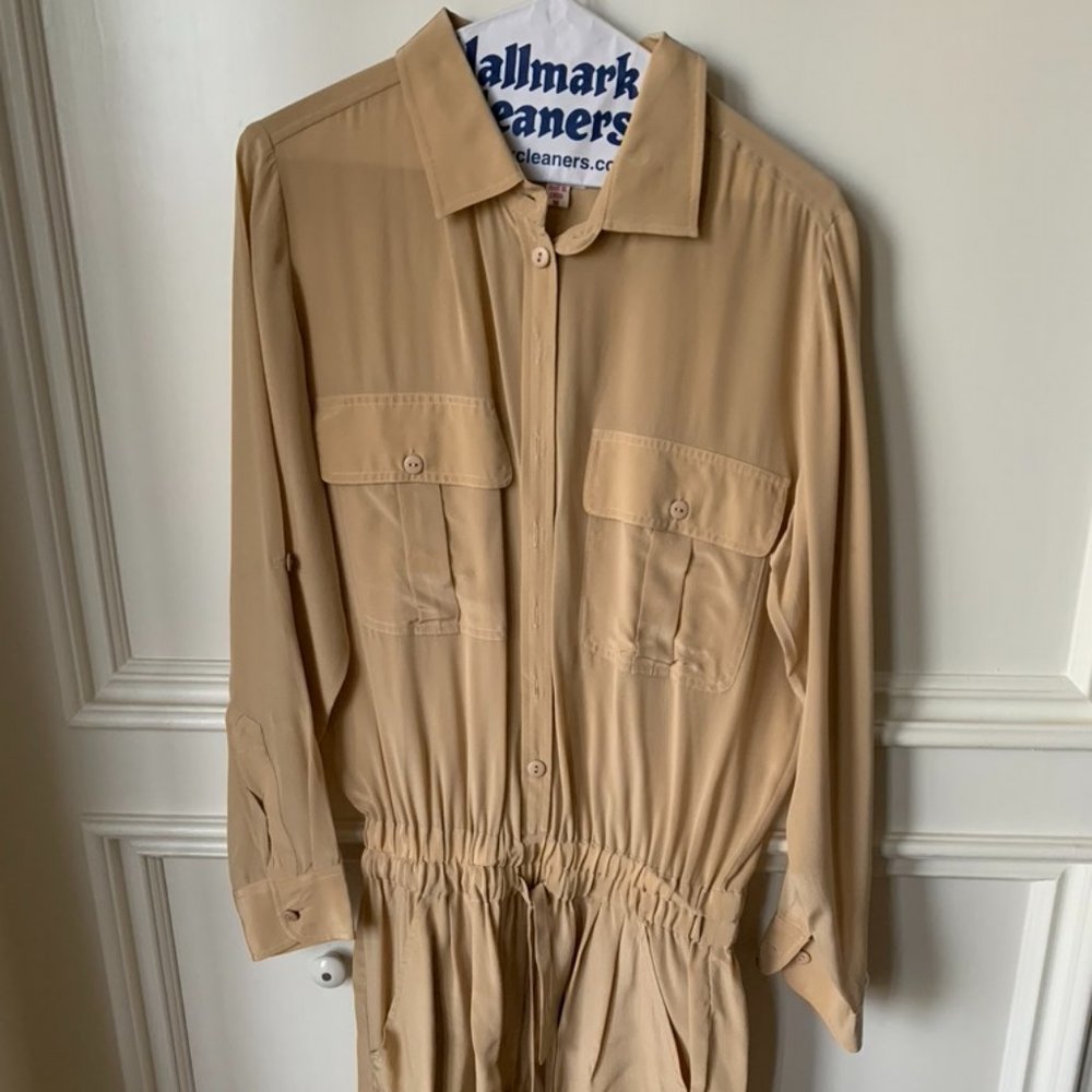 AKA New York Silk Beige Jumpsuit